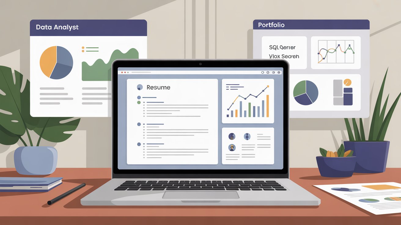 Real data analyst resume templates and portfolio tips showing dashboards, analytics tools, and a professional resume layout