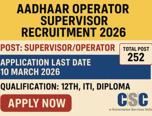 Aadhaar Operator Supervisor Recruitment 2026 – Apply Online for 252 Posts